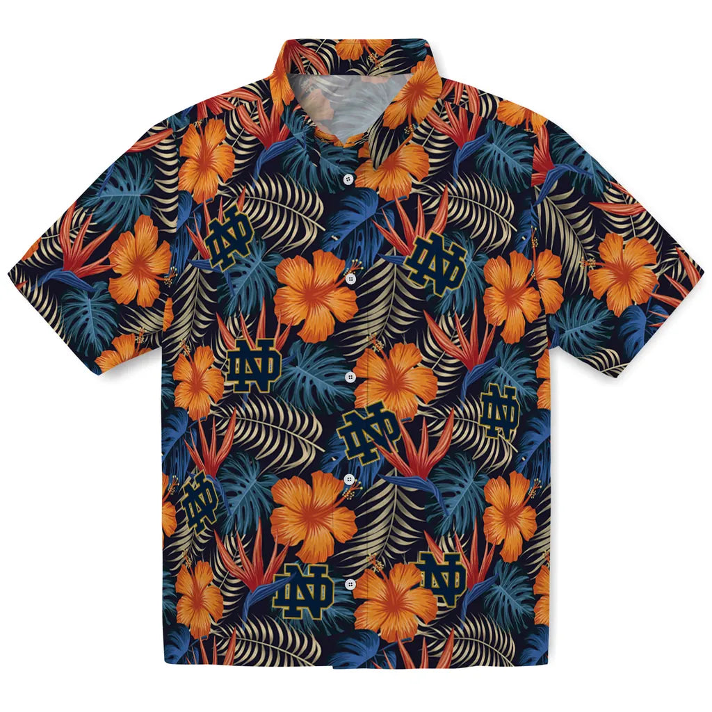 Notre Dame Fighting Irish Hawaiian Shirt - Hibiscus Foliage | Hula Hawaiian Shirts