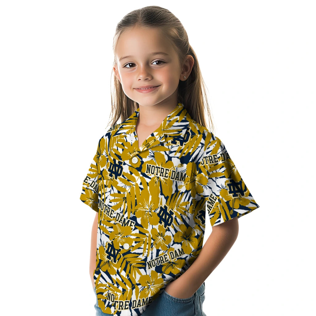 Notre Dame Fighting Irish Hawaiian Shirt - Hibiscus Overlay | Hula Hawaiian Shirts