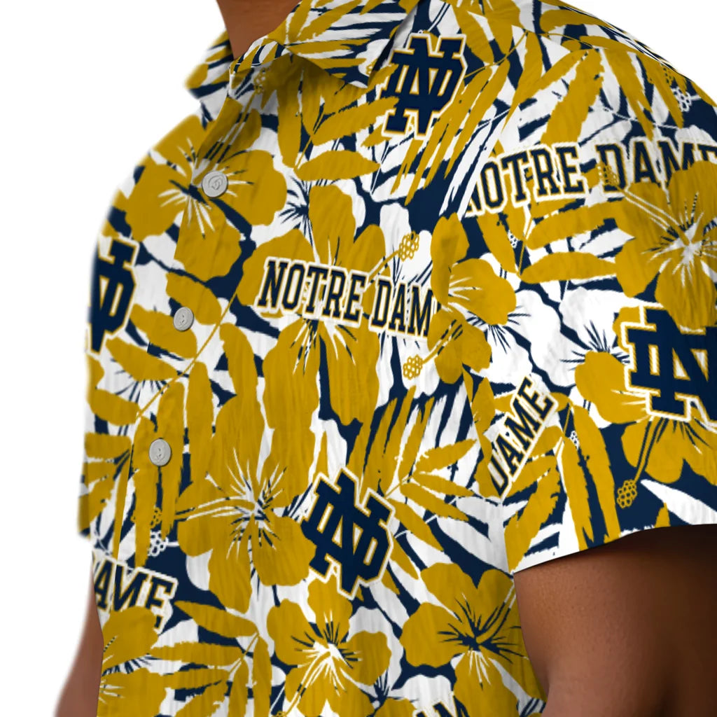 Notre Dame Fighting Irish Hawaiian Shirt - Hibiscus Overlay | Hula Hawaiian Shirts