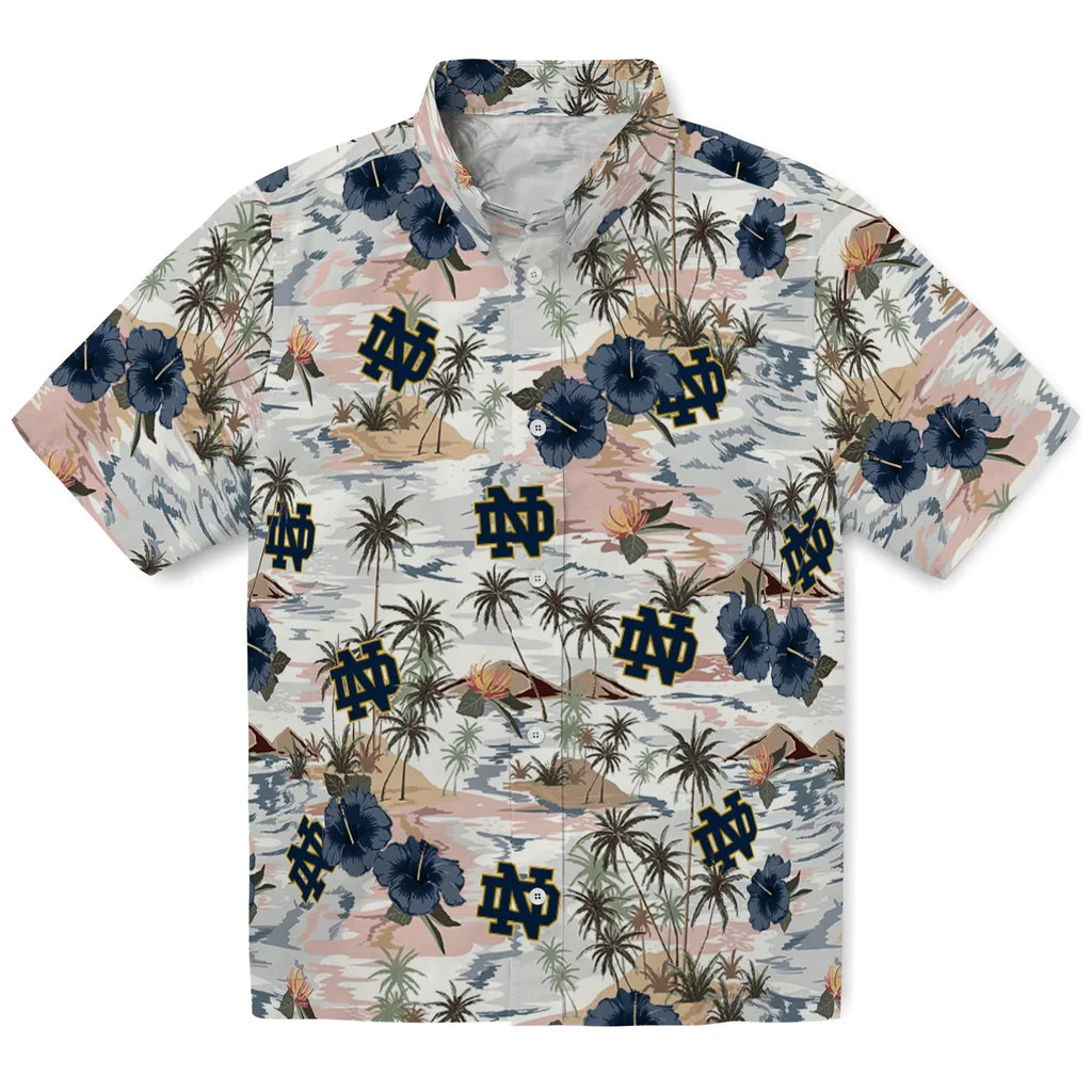 Notre Dame Fighting Irish Hawaiian Shirt - Hibiscus Seaside | Hula Hawaiian Shirts