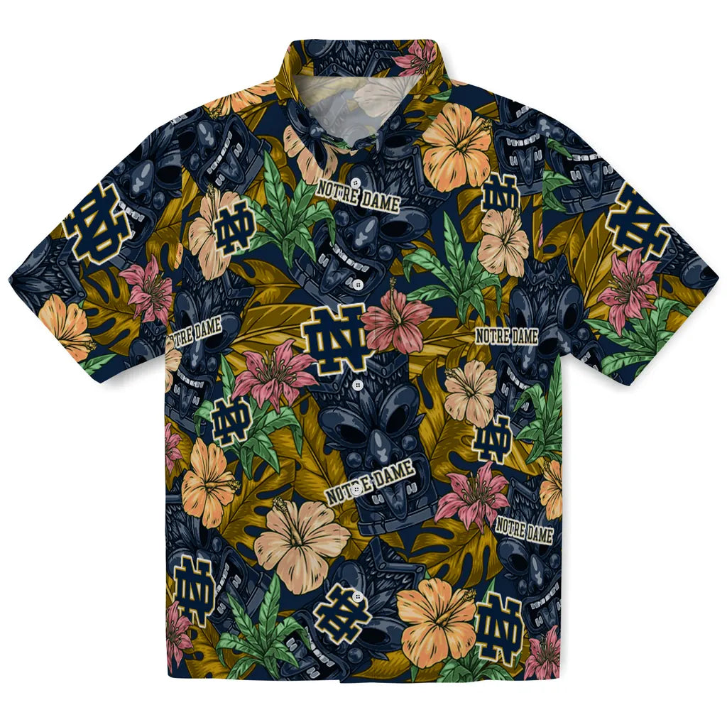 Notre Dame Fighting Irish Hawaiian Shirt - Hibiscus Tiki Jungle | Hula Hawaiian Shirts