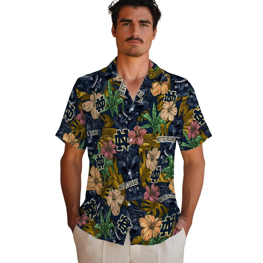 Notre Dame Fighting Irish Hawaiian Shirt - Hibiscus Tiki Jungle | Hula Hawaiian Shirts