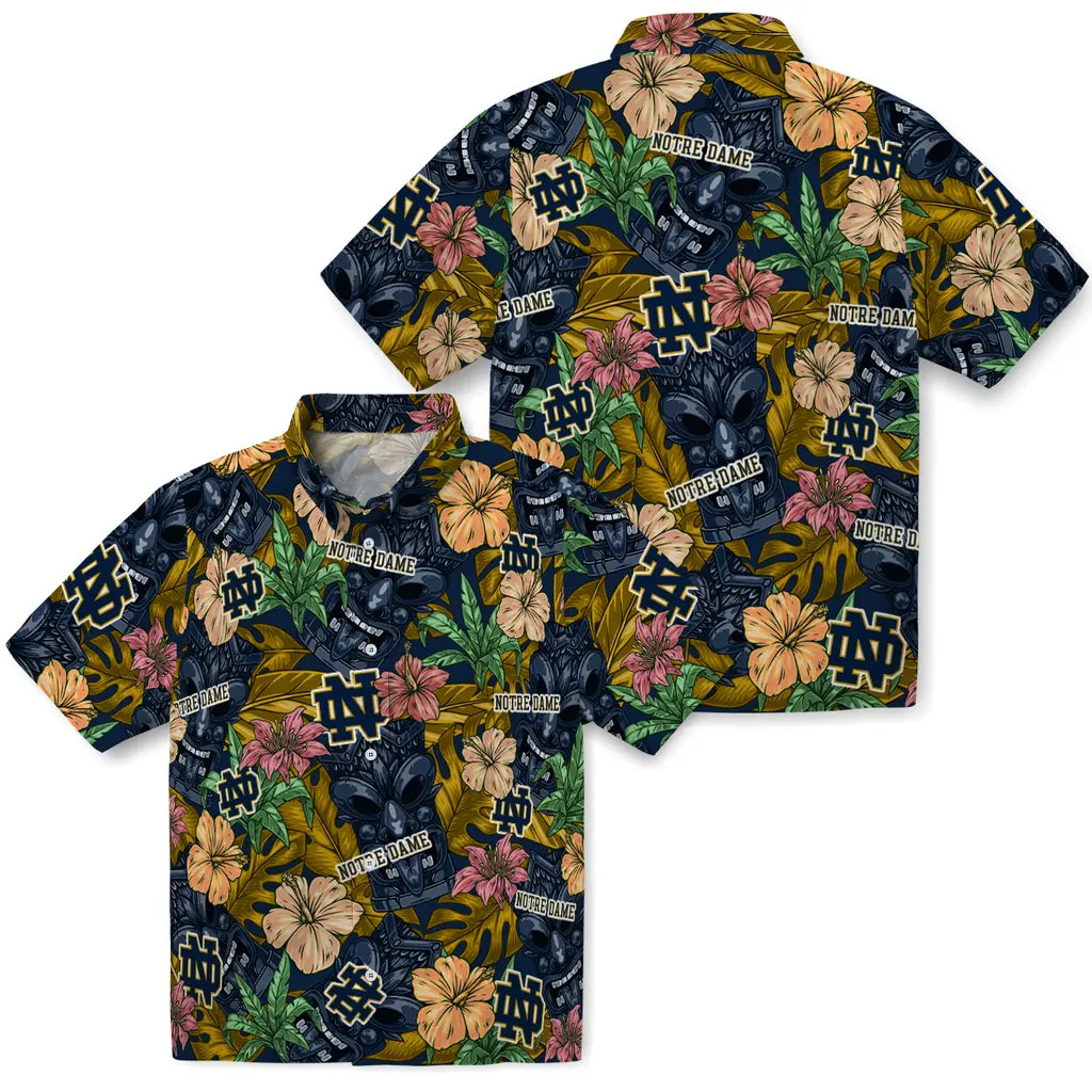 Notre Dame Fighting Irish Hawaiian Shirt - Hibiscus Tiki Jungle | Hula Hawaiian Shirts