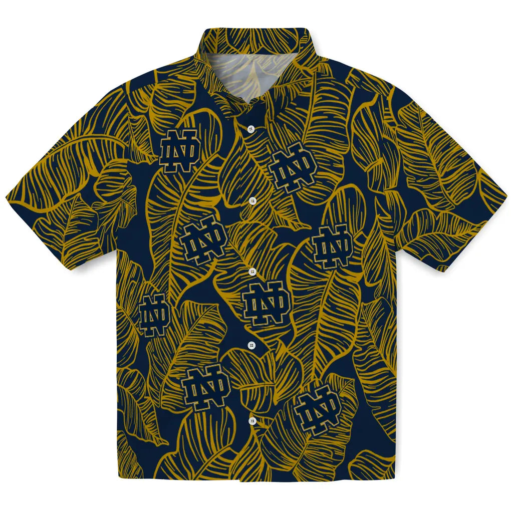 Notre Dame Fighting Irish Hawaiian Shirt - Leaf Outline | Hula Hawaiian Shirts