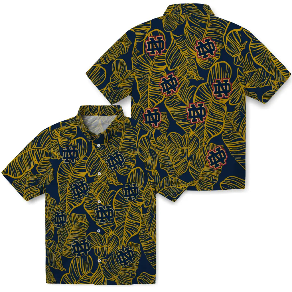 Notre Dame Fighting Irish Hawaiian Shirt - Leaf Outline | Hula Hawaiian Shirts