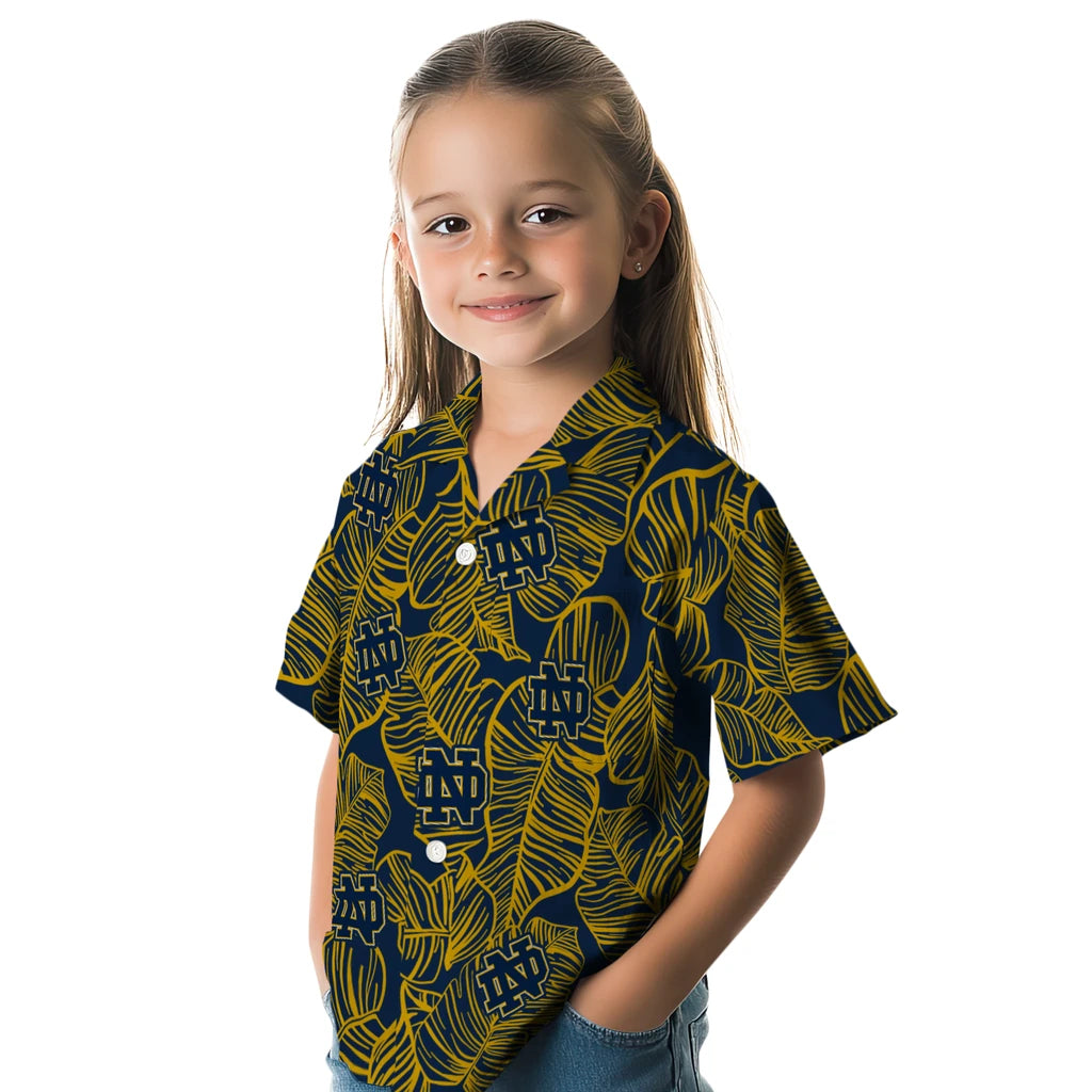 Notre Dame Fighting Irish Hawaiian Shirt - Leaf Outline | Hula Hawaiian Shirts