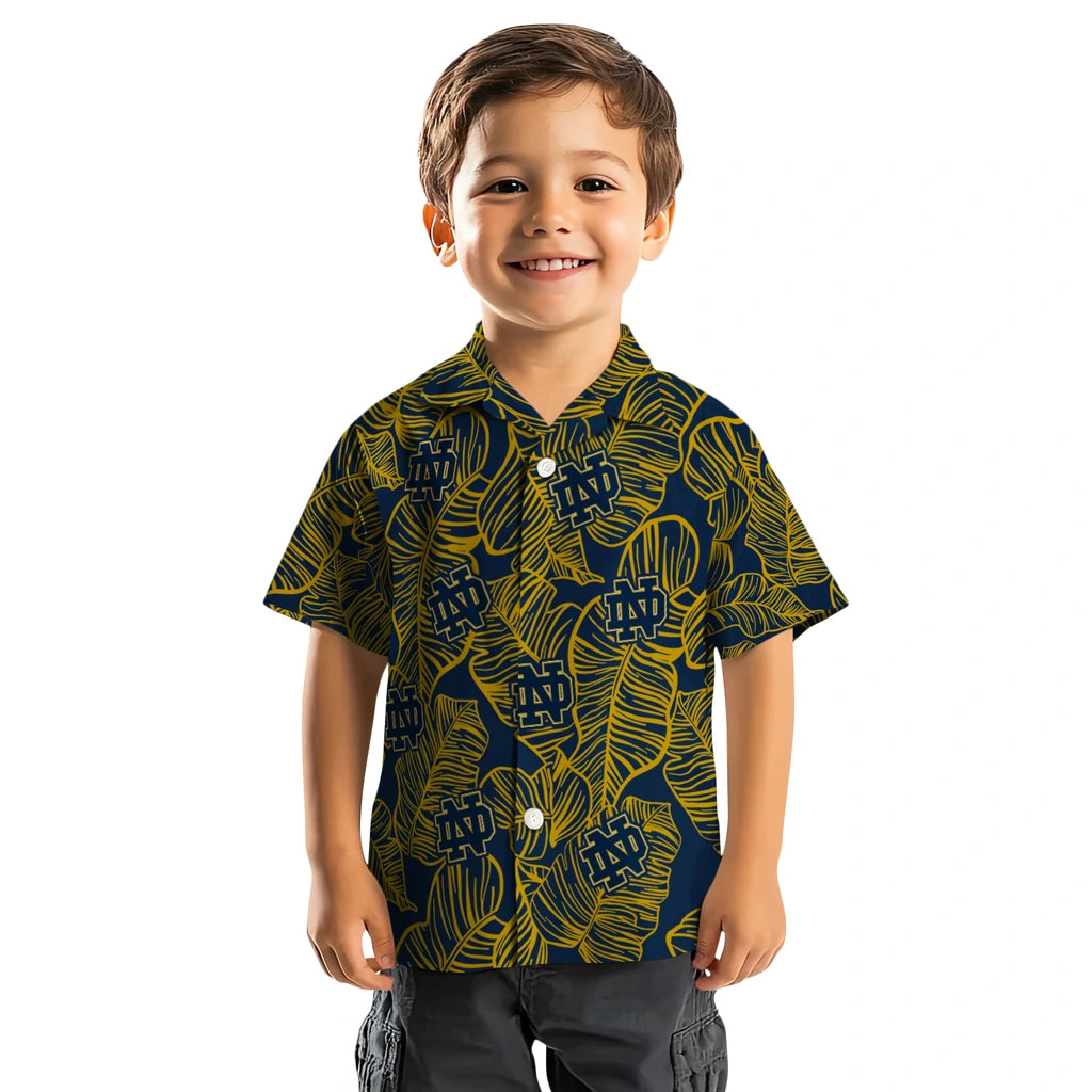 Notre Dame Fighting Irish Hawaiian Shirt - Leaf Outline | Hula Hawaiian Shirts