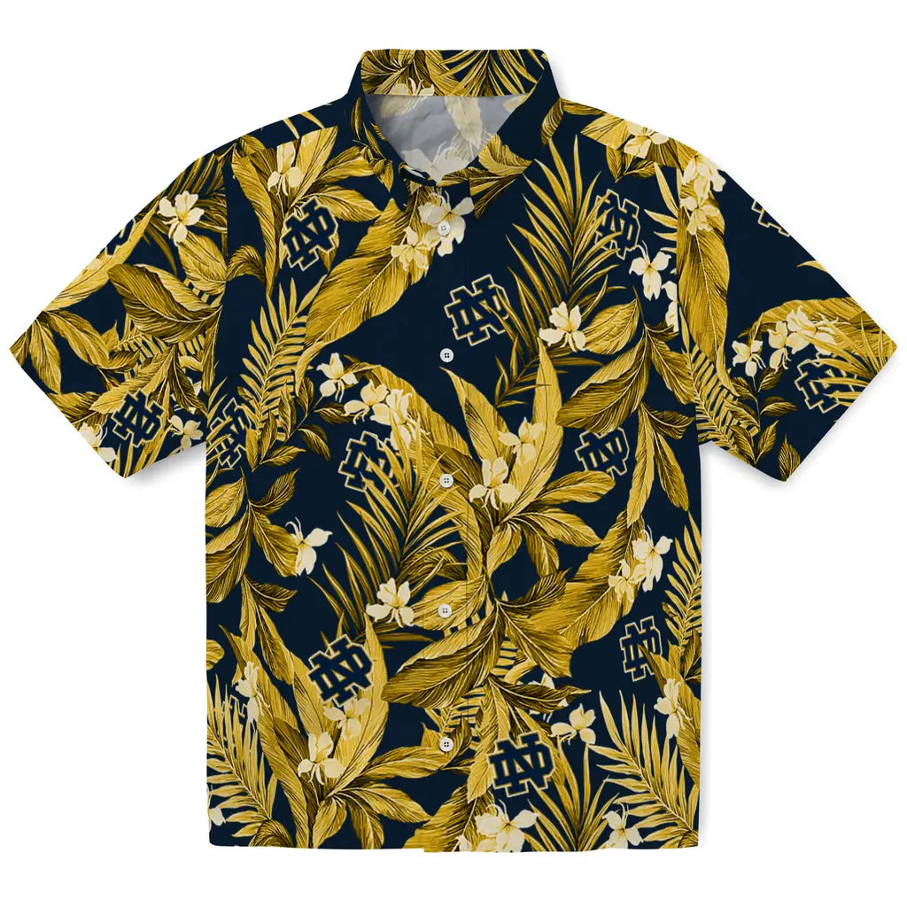 Notre Dame Fighting Irish Hawaiian Shirt - Palm Leaves | Hula Hawaiian Shirts