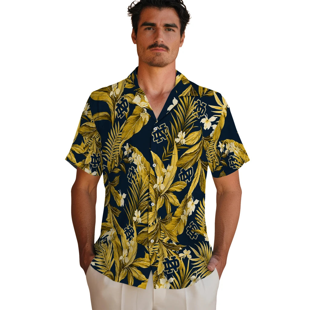 Notre Dame Fighting Irish Hawaiian Shirt - Palm Leaves | Hula Hawaiian Shirts