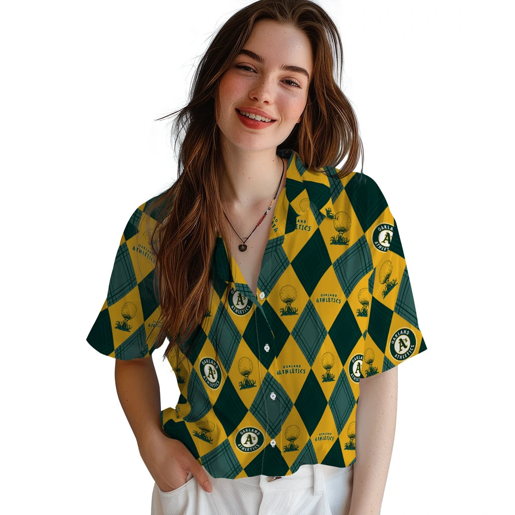 Oakland Athletics Hawaiian Shirt - Golfing Plaid | Hula Hawaiian Shirts