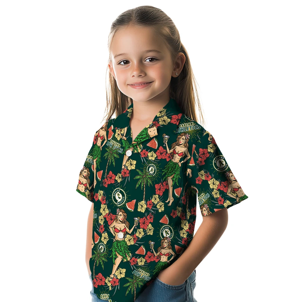 Oakland Athletics Hawaiian Shirt - Hawaiian Girls Design | Hula Hawaiian Shirts