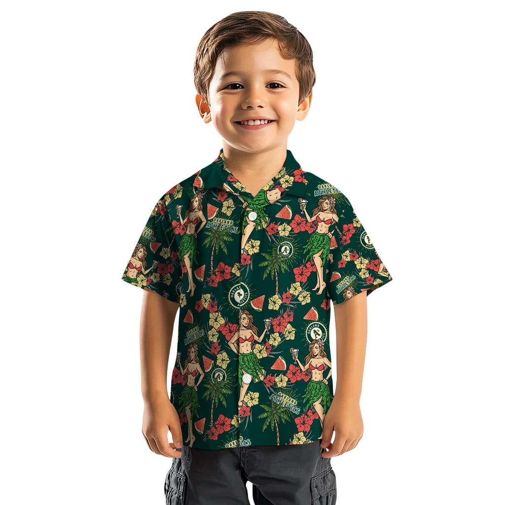 Oakland Athletics Hawaiian Shirt - Hawaiian Girls Design | Hula Hawaiian Shirts