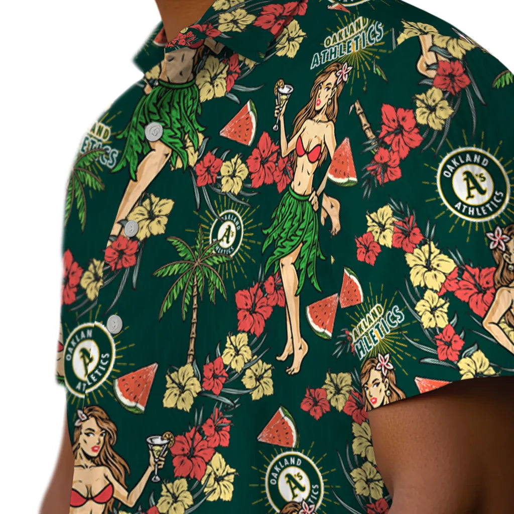 Oakland Athletics Hawaiian Shirt - Hawaiian Girls Design | Hula Hawaiian Shirts