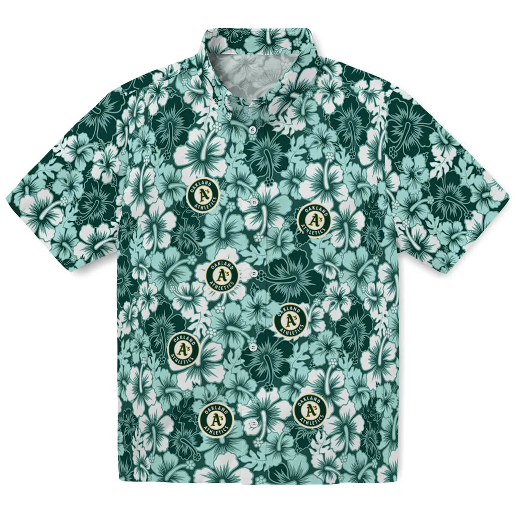 Oakland Athletics Hawaiian Shirt - Hibiscus Blooms | Hula Hawaiian Shirts