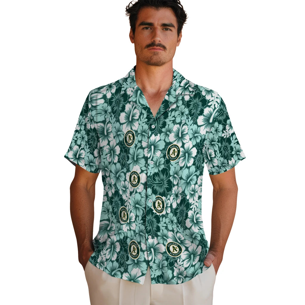 Oakland Athletics Hawaiian Shirt - Hibiscus Blooms | Hula Hawaiian Shirts