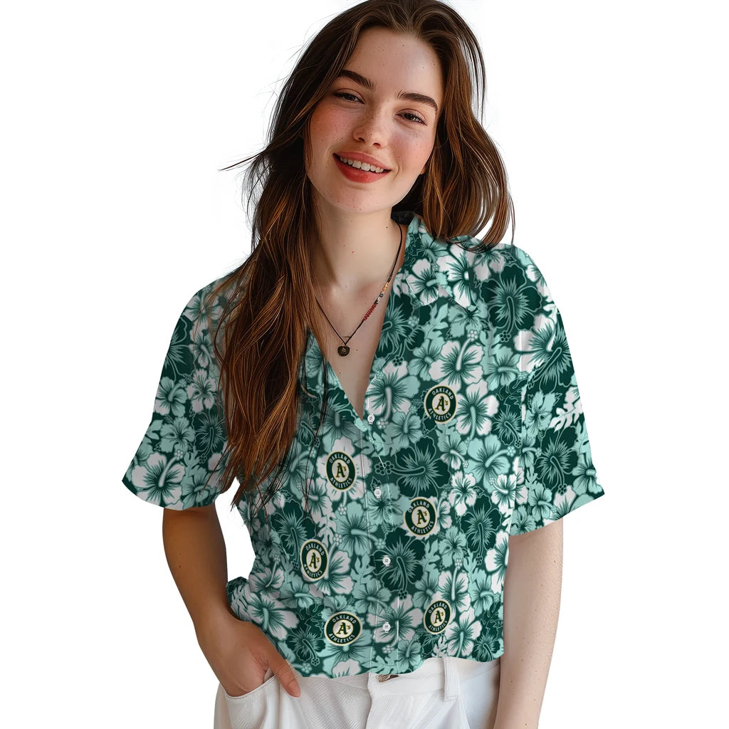 Oakland Athletics Hawaiian Shirt - Hibiscus Blooms | Hula Hawaiian Shirts