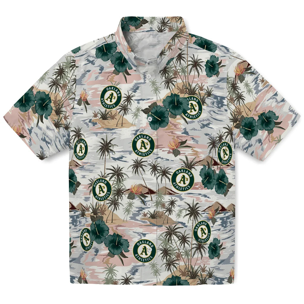 Oakland Athletics Hawaiian Shirt - Hibiscus Seaside | Hula Hawaiian Shirts