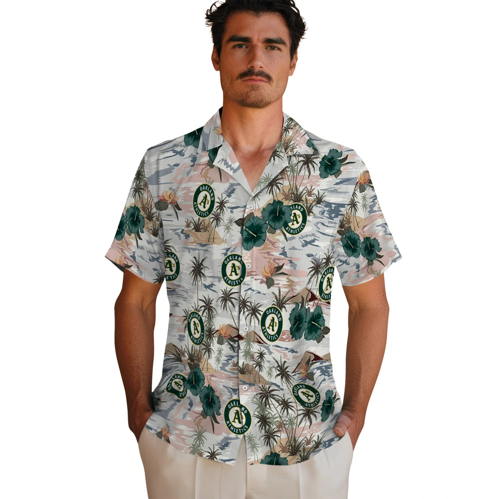 Oakland Athletics Hawaiian Shirt - Hibiscus Seaside | Hula Hawaiian Shirts