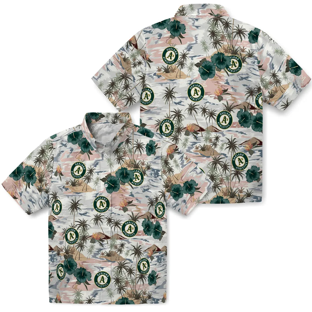 Oakland Athletics Hawaiian Shirt - Hibiscus Seaside | Hula Hawaiian Shirts