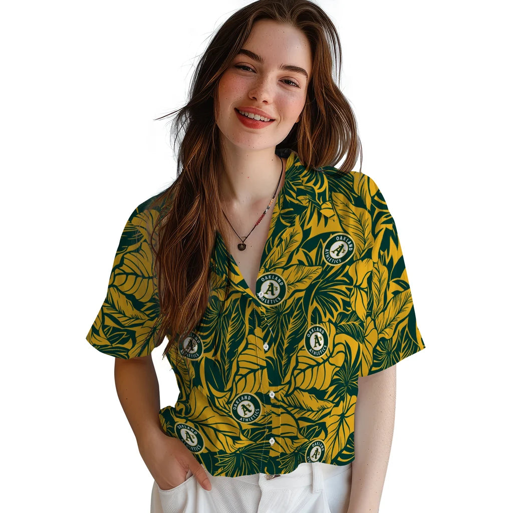 Oakland Athletics Hawaiian Shirt - Monstera Layer | Hula Hawaiian Shirts
