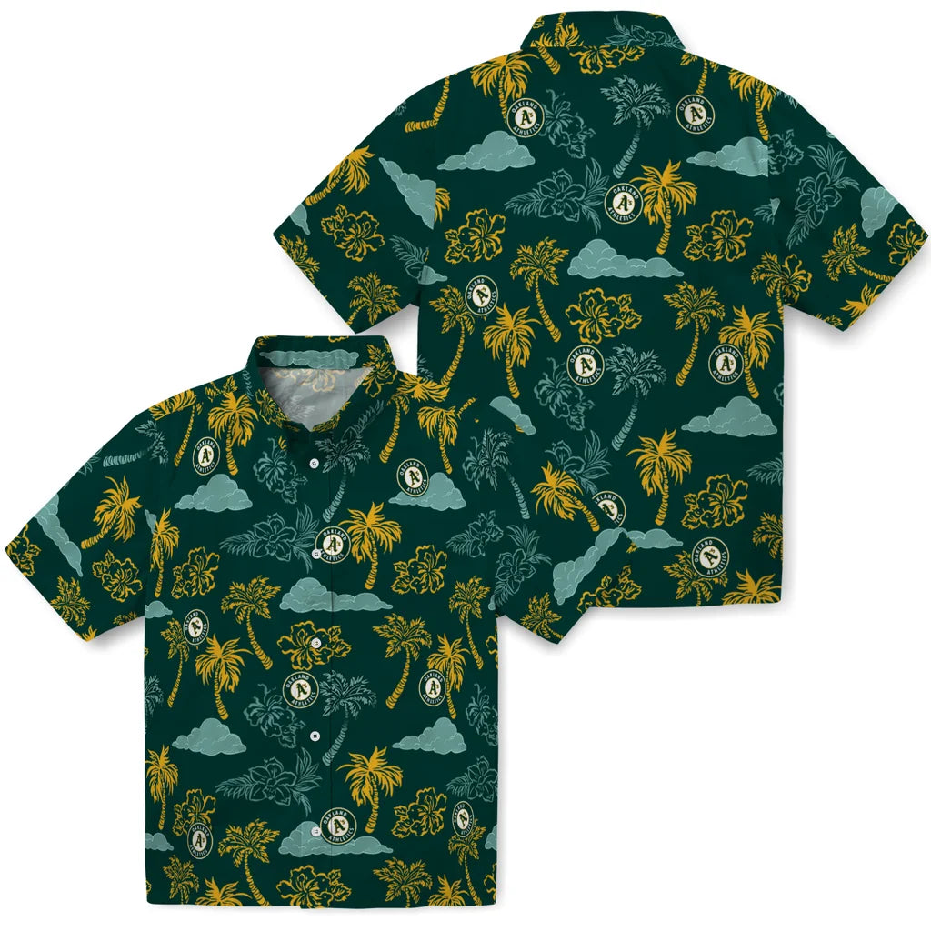 Oakland Athletics Hawaiian Shirt - Palm And Clouds | Hula Hawaiian Shirts