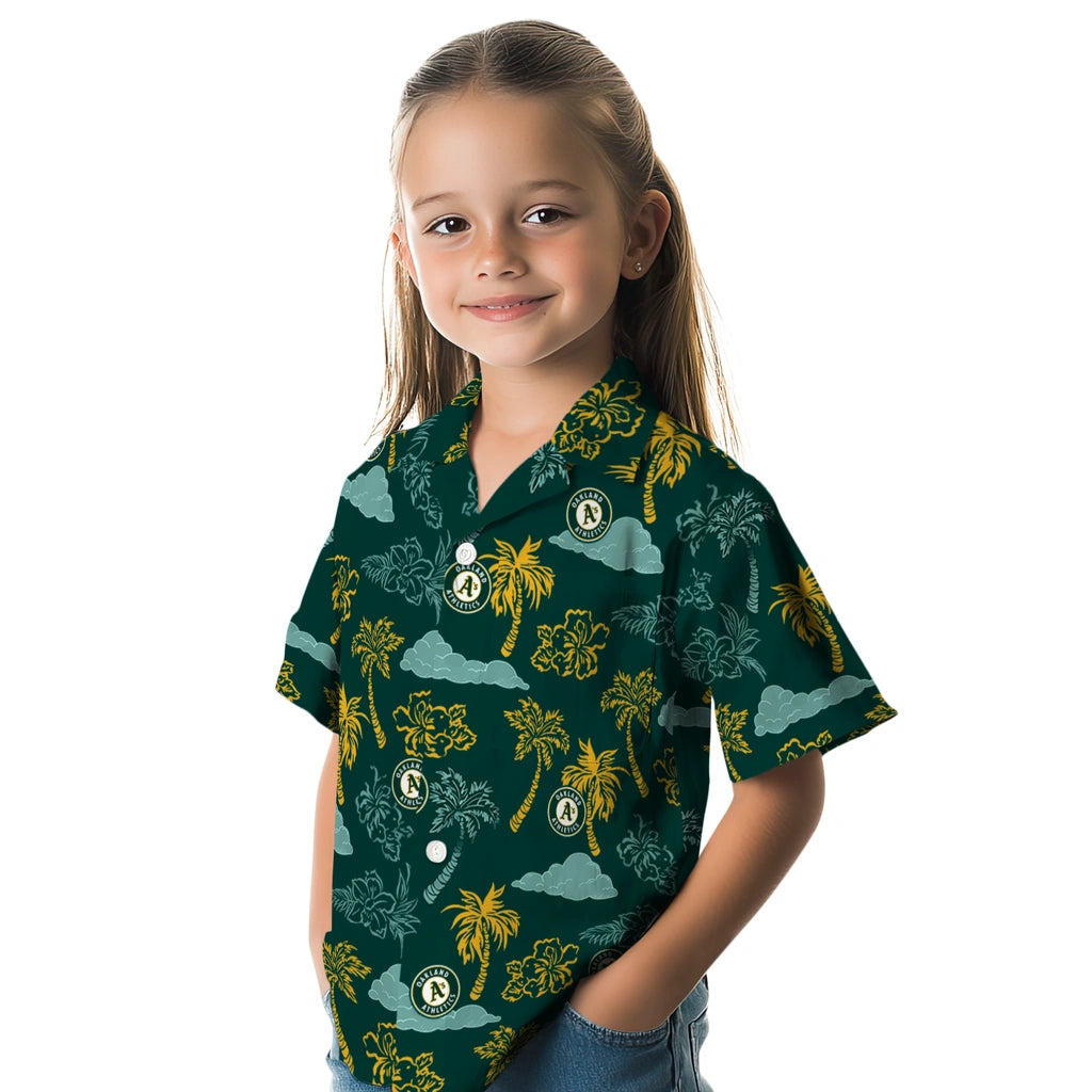 Oakland Athletics Hawaiian Shirt - Palm And Clouds | Hula Hawaiian Shirts