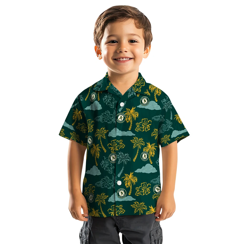 Oakland Athletics Hawaiian Shirt - Palm And Clouds | Hula Hawaiian Shirts