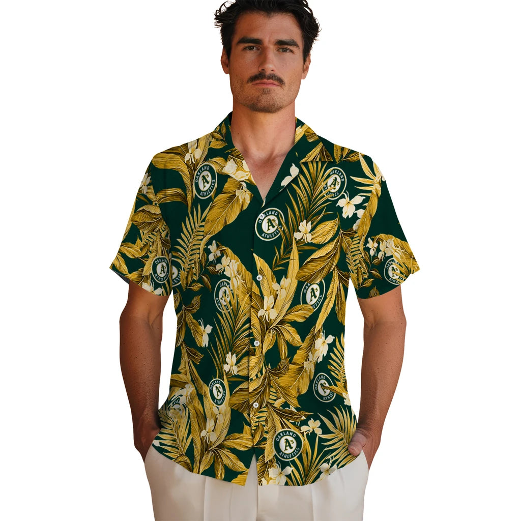 Oakland Athletics Hawaiian Shirt - Palm Leaves | Hula Hawaiian Shirts
