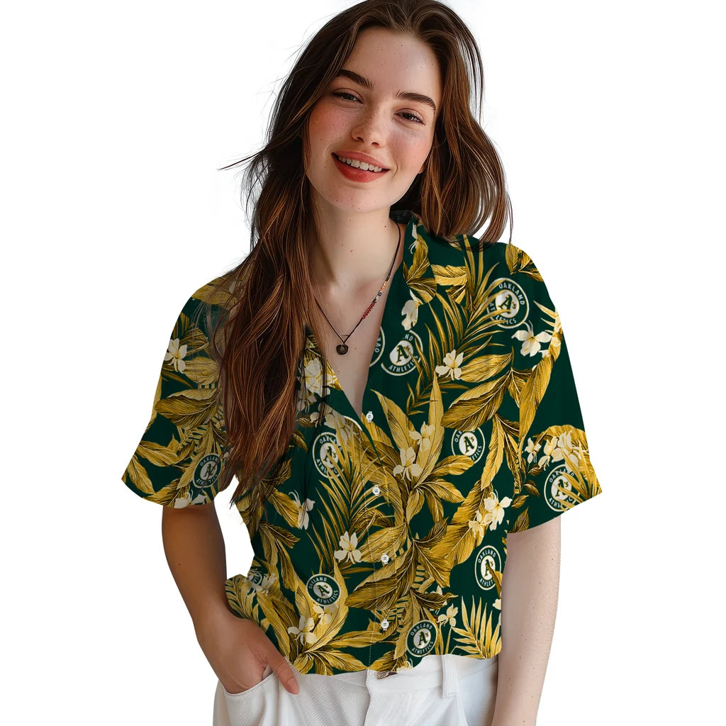 Oakland Athletics Hawaiian Shirt - Palm Leaves | Hula Hawaiian Shirts