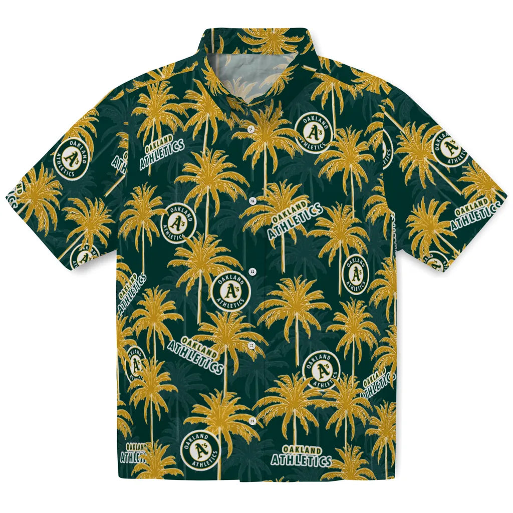 Oakland Athletics Hawaiian Shirt - Palm Tree Motif | Hula Hawaiian Shirts