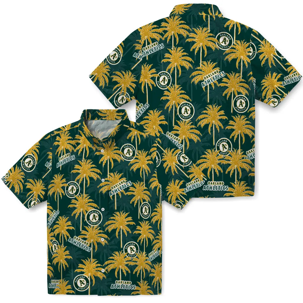Oakland Athletics Hawaiian Shirt - Palm Tree Motif | Hula Hawaiian Shirts
