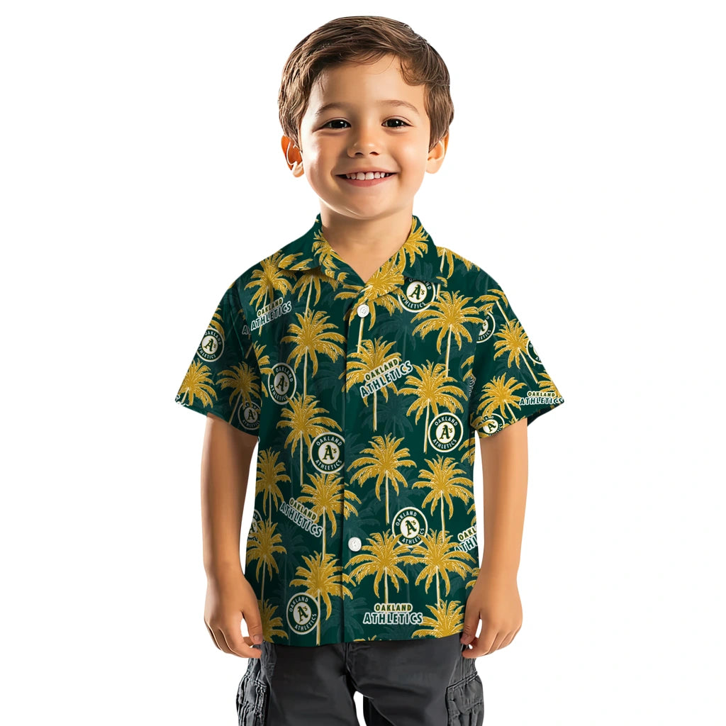 Oakland Athletics Hawaiian Shirt - Palm Tree Motif | Hula Hawaiian Shirts