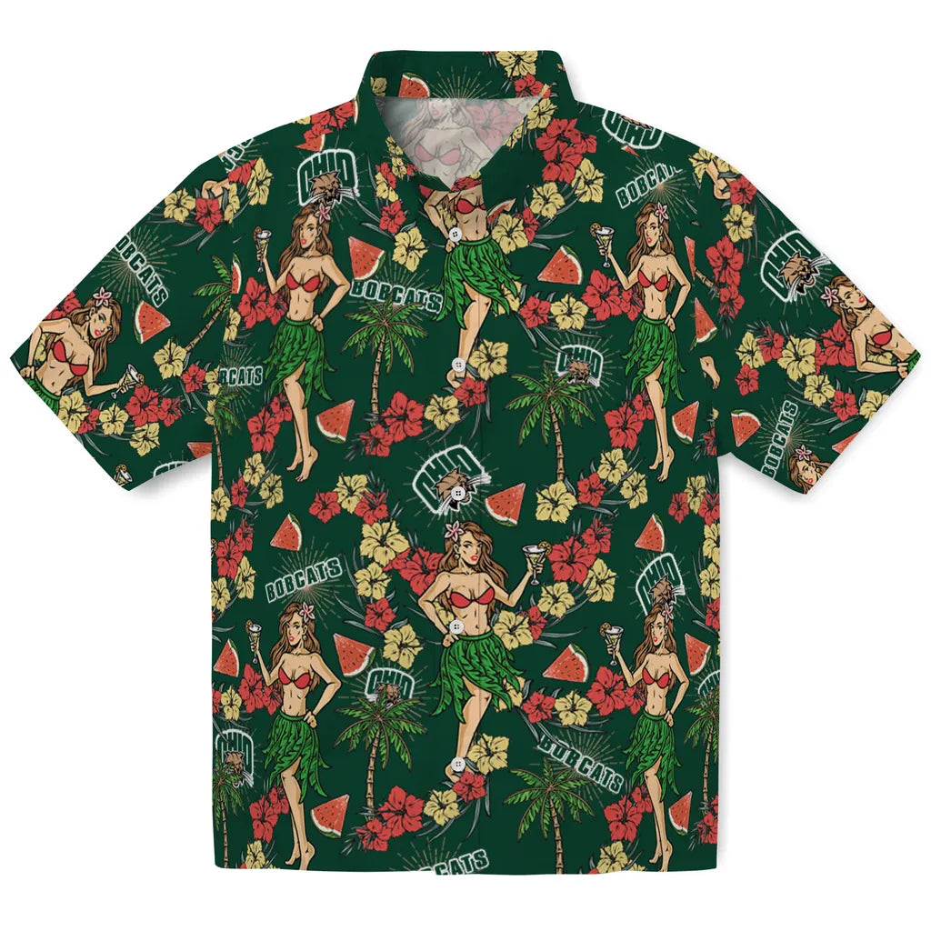 Ohio Bobcats Hawaiian Shirt - Hawaiian Girls Design | Hula Hawaiian Shirts