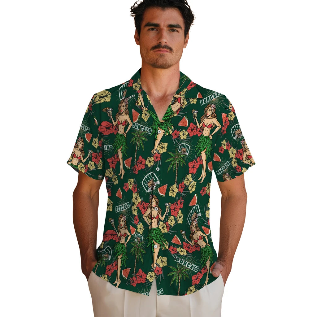 Ohio Bobcats Hawaiian Shirt - Hawaiian Girls Design | Hula Hawaiian Shirts