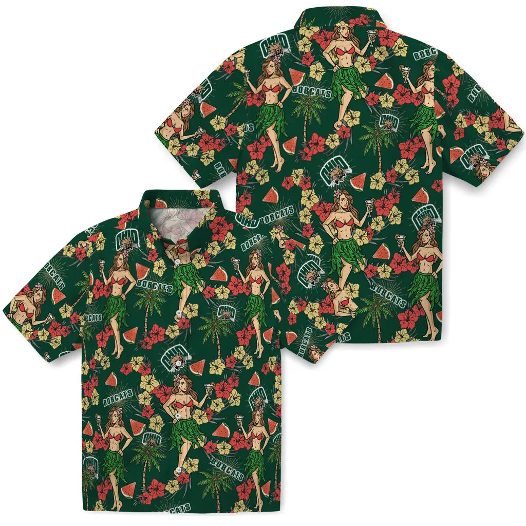 Ohio Bobcats Hawaiian Shirt - Hawaiian Girls Design | Hula Hawaiian Shirts