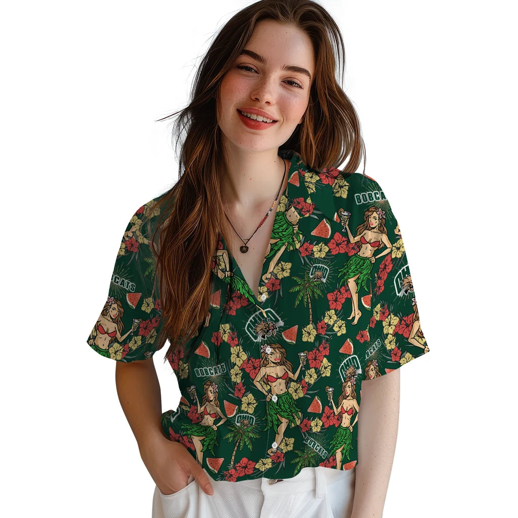 Ohio Bobcats Hawaiian Shirt - Hawaiian Girls Design | Hula Hawaiian Shirts
