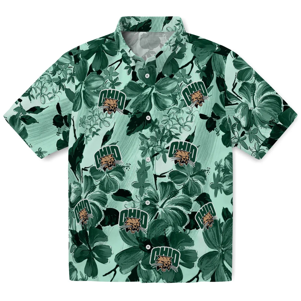 Ohio Bobcats Hawaiian Shirt - Hibiscus Arrangement | Hula Hawaiian Shirts