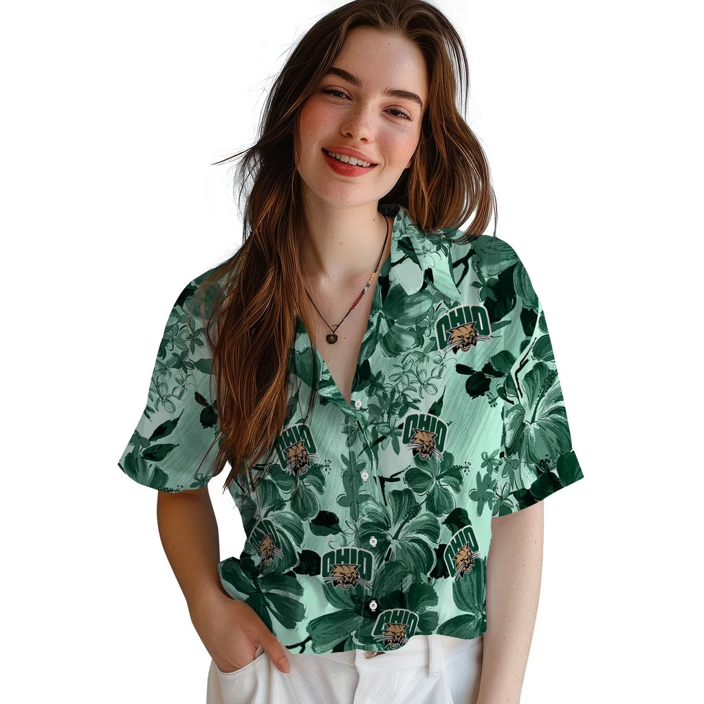 Ohio Bobcats Hawaiian Shirt - Hibiscus Arrangement | Hula Hawaiian Shirts