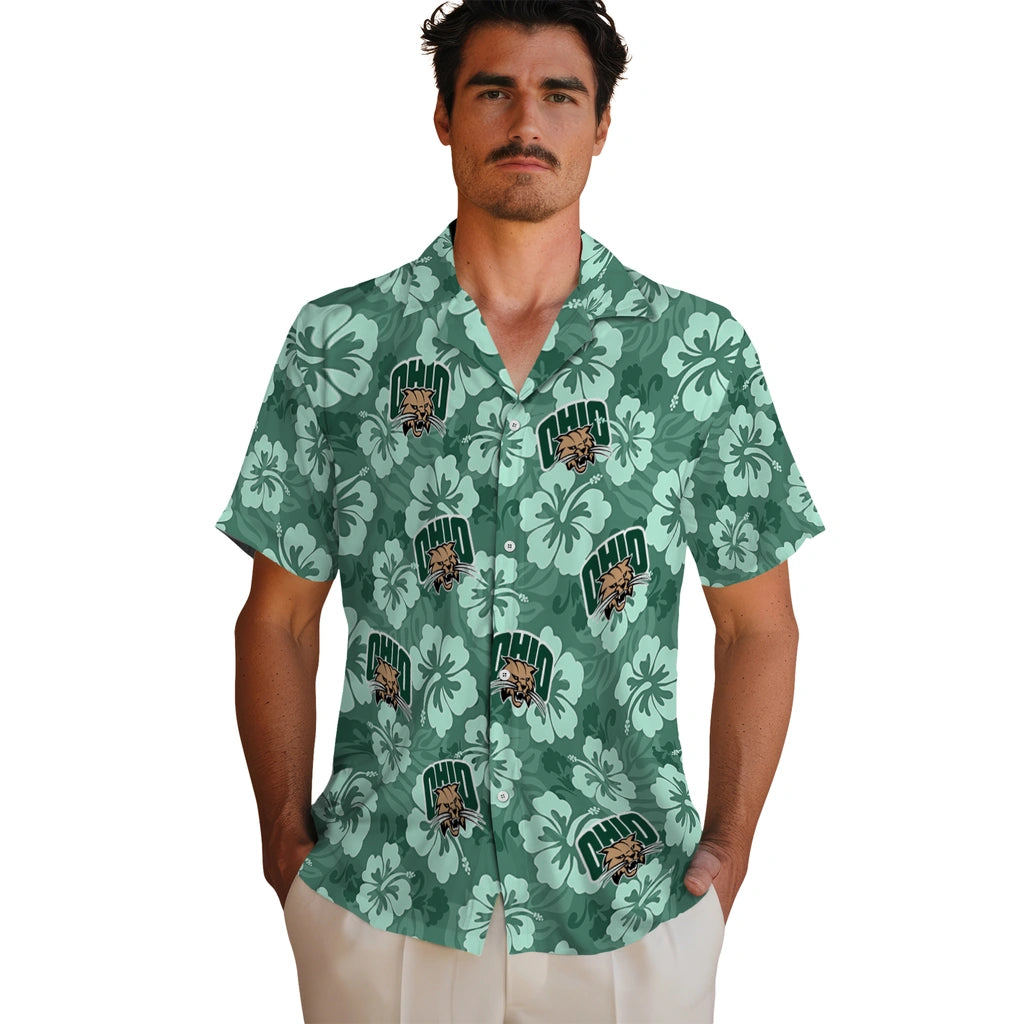 Ohio Bobcats Hawaiian Shirt - Hibiscus Cluster | Hula Hawaiian Shirts