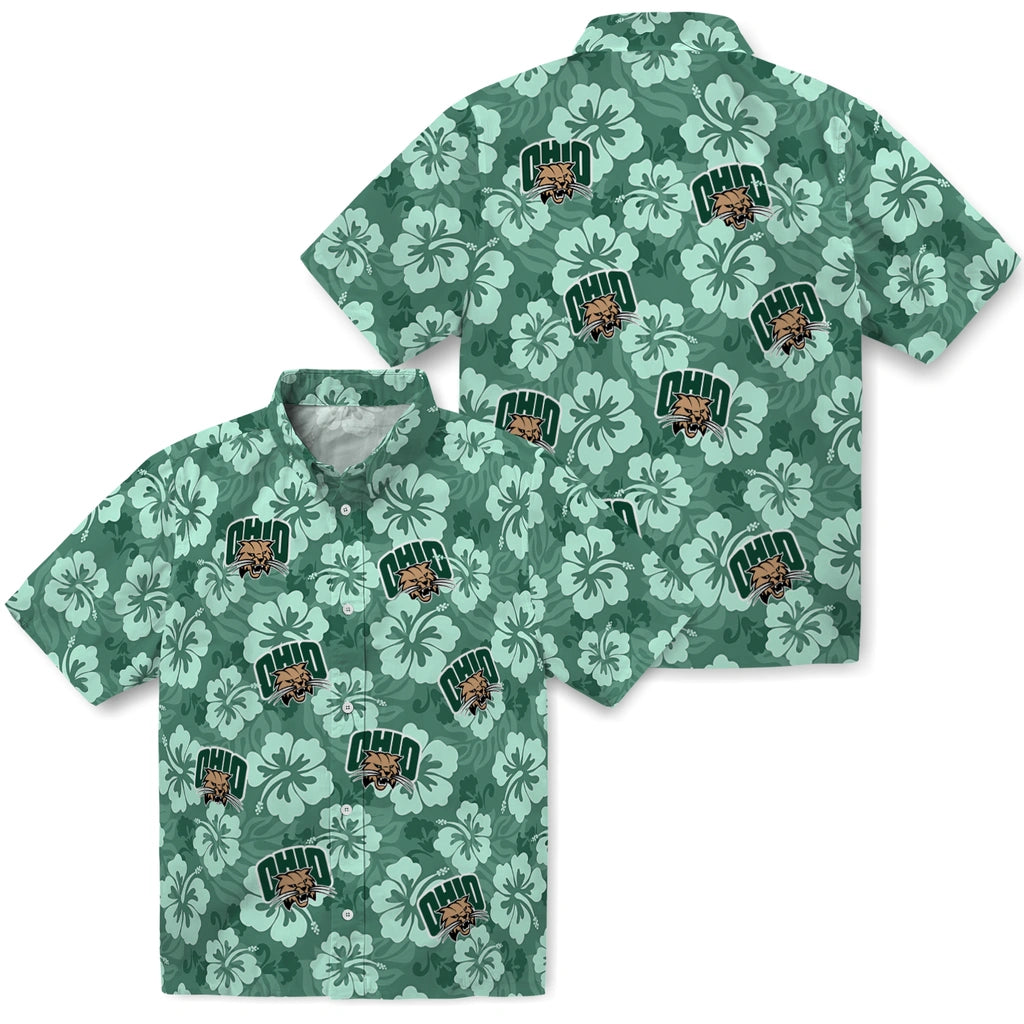 Ohio Bobcats Hawaiian Shirt - Hibiscus Cluster | Hula Hawaiian Shirts
