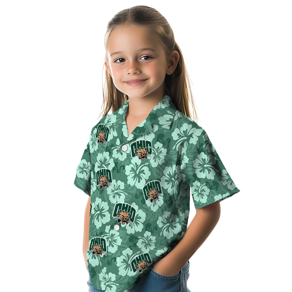 Ohio Bobcats Hawaiian Shirt - Hibiscus Cluster | Hula Hawaiian Shirts