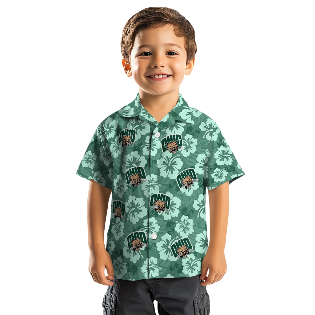 Ohio Bobcats Hawaiian Shirt - Hibiscus Cluster | Hula Hawaiian Shirts