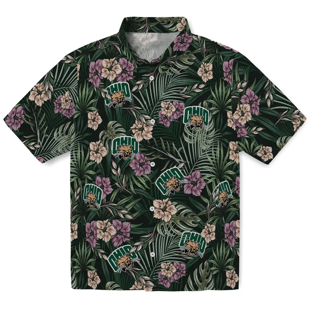 Ohio Bobcats Hawaiian Shirt - Hibiscus Leaves Pattern | Hula Hawaiian Shirts