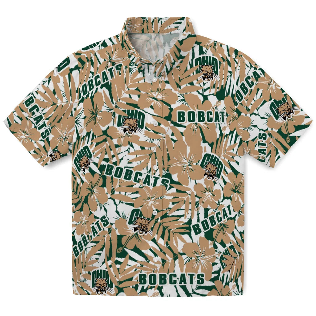 Ohio Bobcats Hawaiian Shirt - Hibiscus Overlay | Hula Hawaiian Shirts