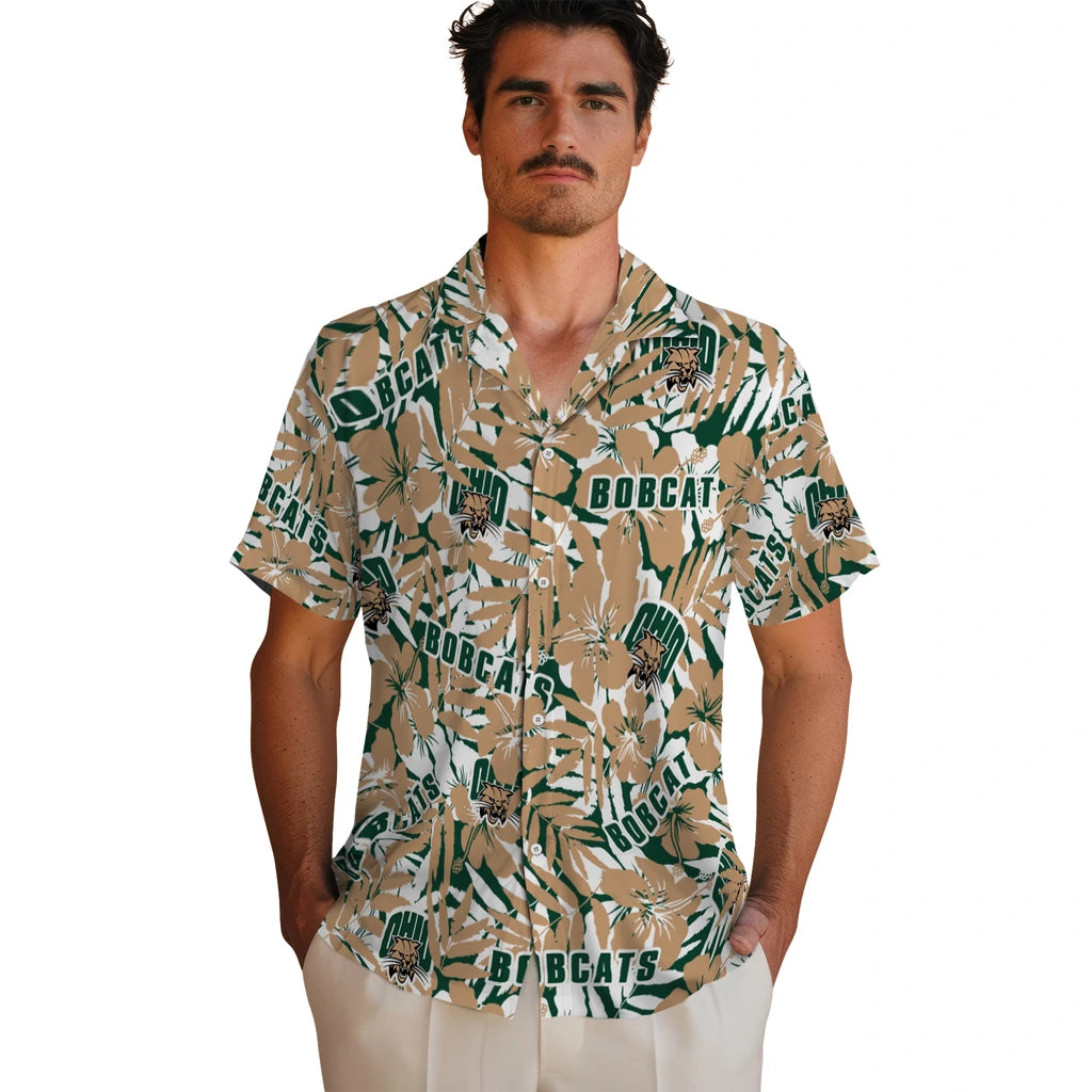 Ohio Bobcats Hawaiian Shirt - Hibiscus Overlay | Hula Hawaiian Shirts