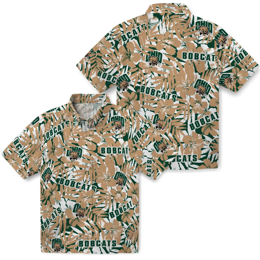 Ohio Bobcats Hawaiian Shirt - Hibiscus Overlay | Hula Hawaiian Shirts