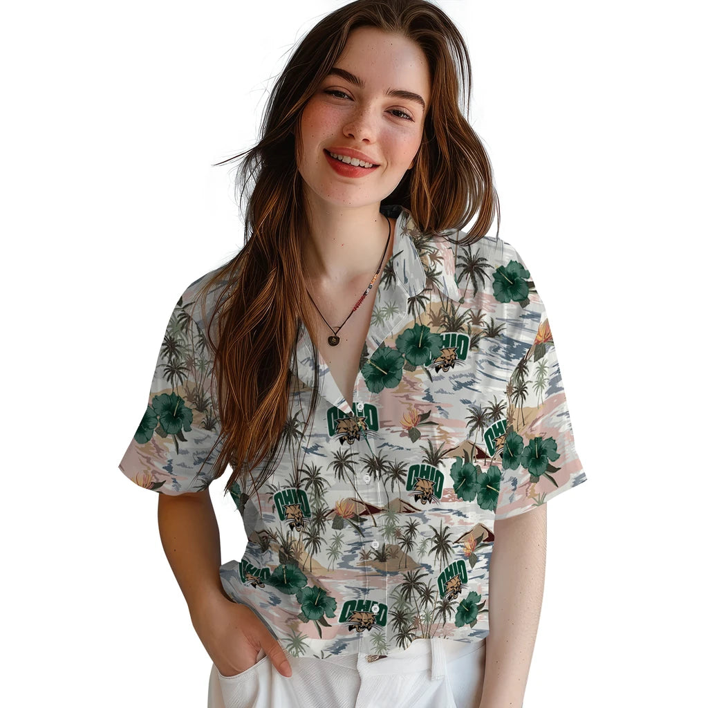Ohio Bobcats Hawaiian Shirt - Hibiscus Seaside | Hula Hawaiian Shirts