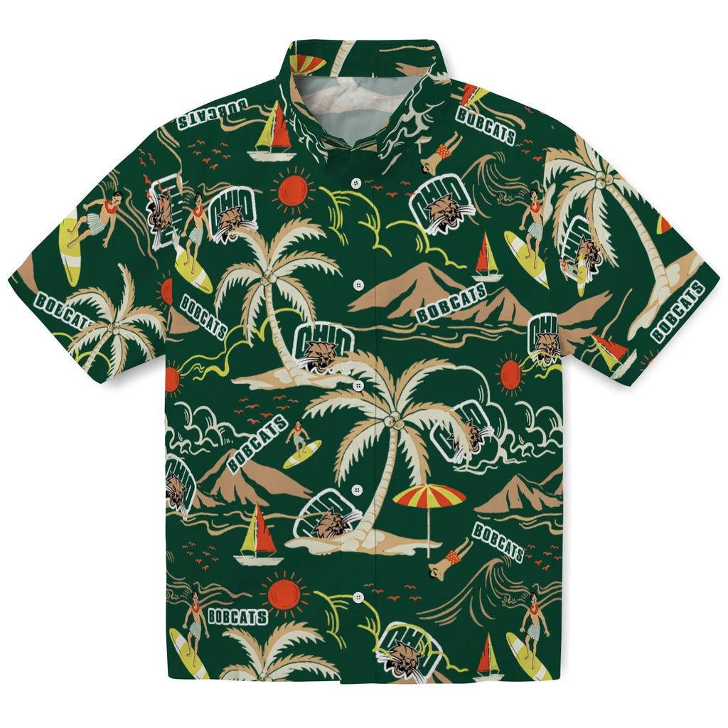 Ohio Bobcats Hawaiian Shirt - Palm Tree Island | Hula Hawaiian Shirts
