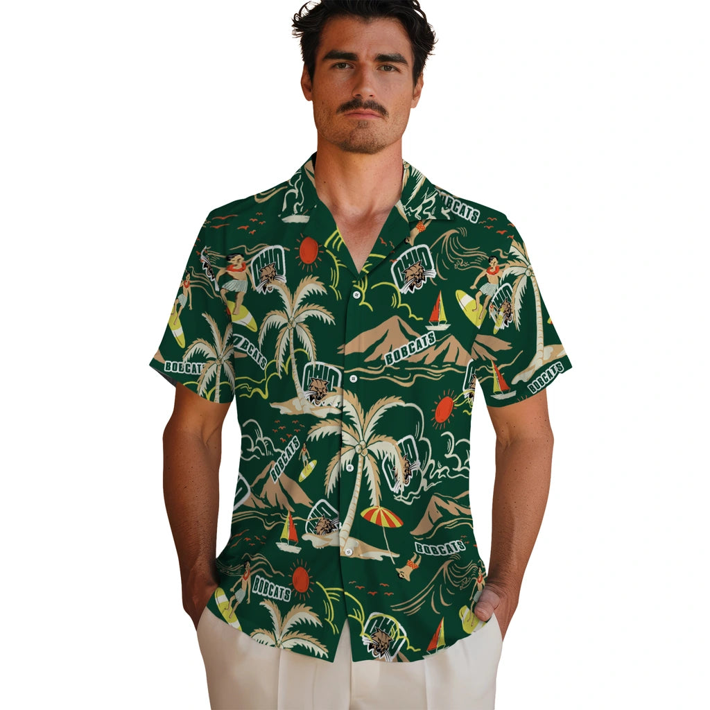 Ohio Bobcats Hawaiian Shirt - Palm Tree Island | Hula Hawaiian Shirts