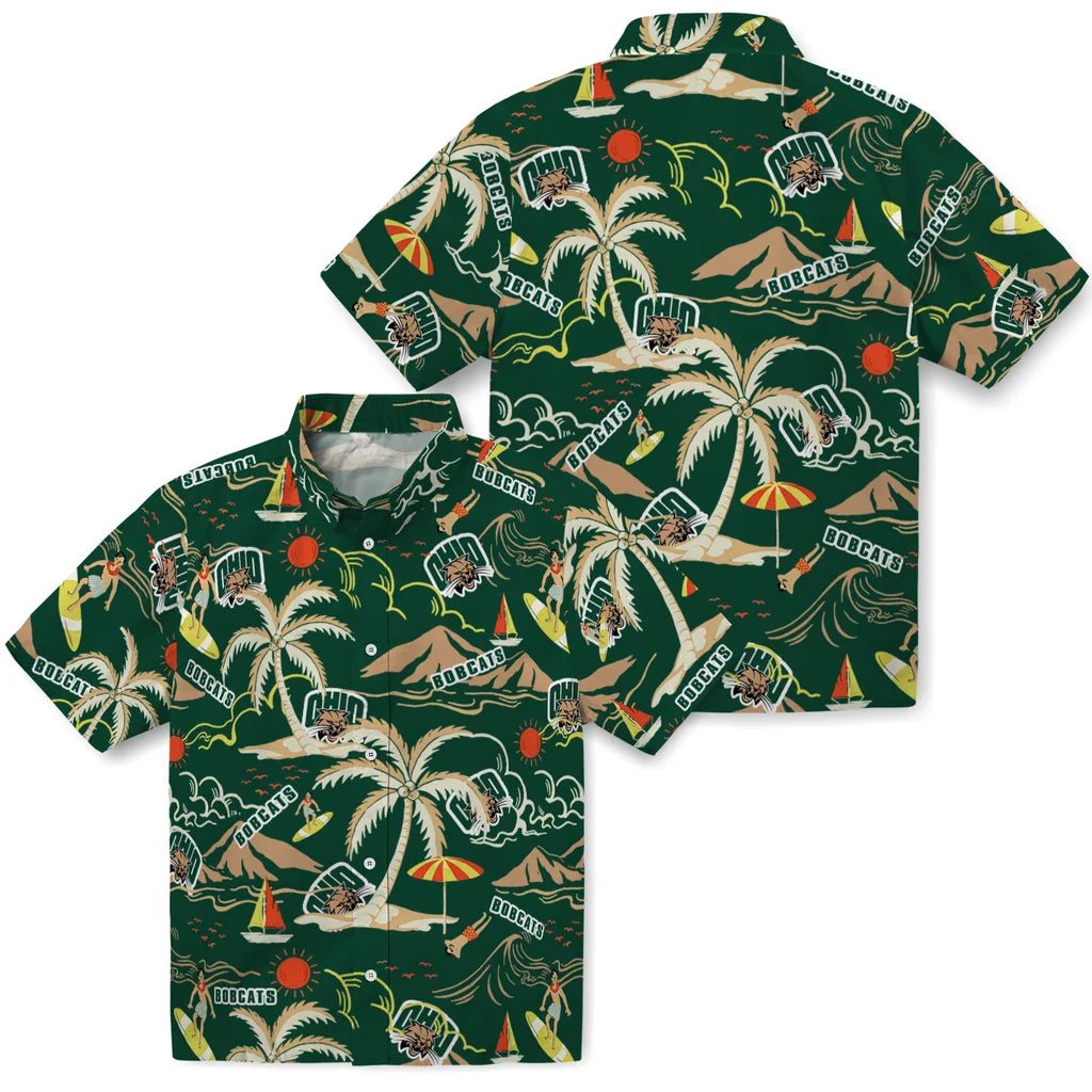 Ohio Bobcats Hawaiian Shirt - Palm Tree Island | Hula Hawaiian Shirts
